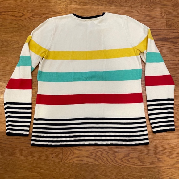Talbots Bold Striped Pima Cotton Sweater, Size M - Picture 2 of 8